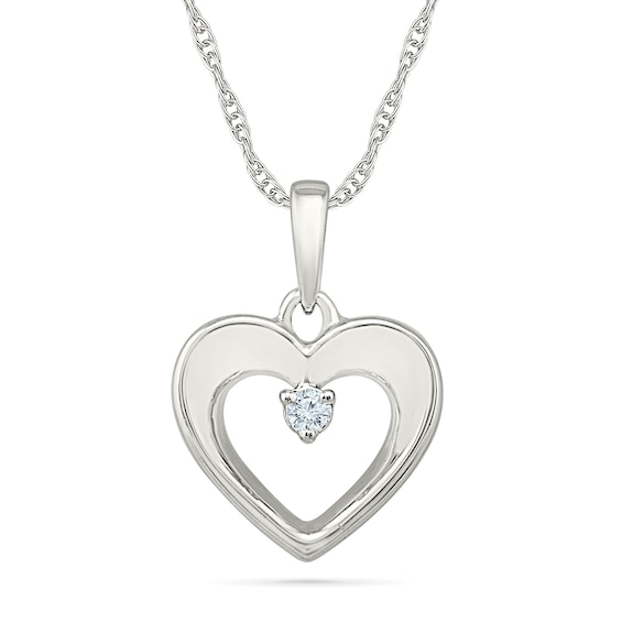 KAY Lab-Grown Diamond Accent Open Heart Necklace Sterling Silver