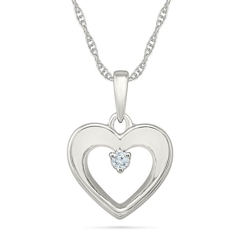 Main Image 1 of KAY Lab-Grown Diamond Accent Open Heart Necklace Sterling Silver