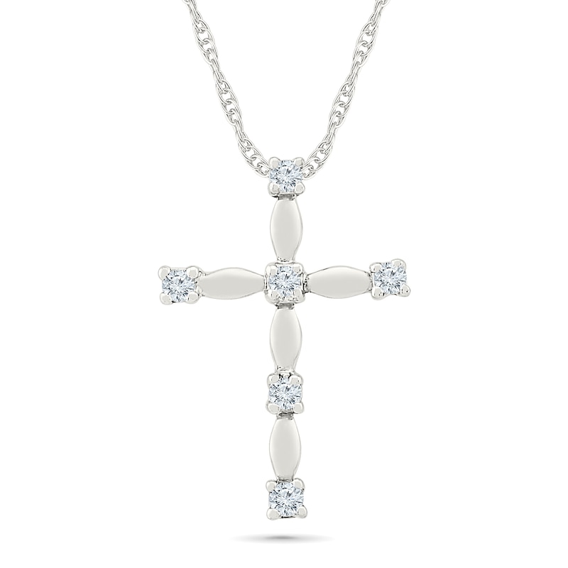 Main Image 1 of KAY Lab-Grown Diamonds Cross Necklace 1/20 ct tw Sterling Silver