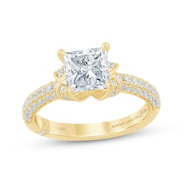 Monique Lhuillier Bliss Princess-Cut Lab-Grown Diamond Engagement Ring 2-1/2 ct tw 18K Yellow Gold