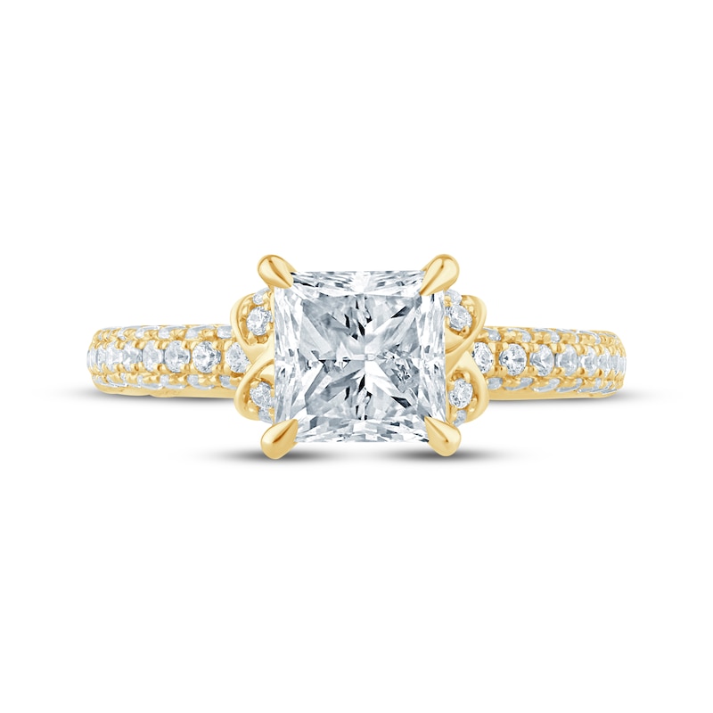 Main Image 4 of Monique Lhuillier Bliss Princess-Cut Lab-Grown Diamond Engagement Ring 2-1/2 ct tw 18K Yellow Gold