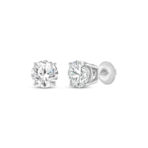Certified Round-Cut Diamond Solitaire Stud Earrings 1 ct tw 14K White Gold (I/I1)