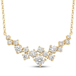 JOUJE Collection Lab-Grown Diamond Scatter Smile Necklace 1/2 ct tw 10K Yellow Gold 18"