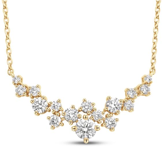 JOUJE Collection Lab-Grown Diamond Scatter Smile Necklace 1/2 ct tw 10K Yellow Gold 18"
