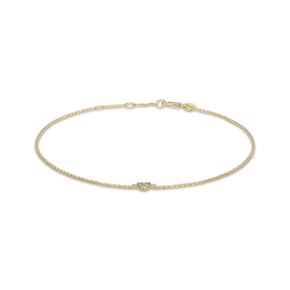 STUDIO BY KAY Lab-Grown Diamond Heart Anklet 24K Yellow Gold Vermeil Sterling Silver 10"