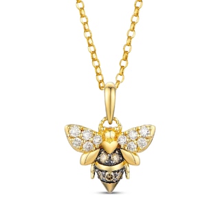 Le Vian Garden Party Diamond Bee Necklace 1/4 ct tw 14K Honey Gold 19"