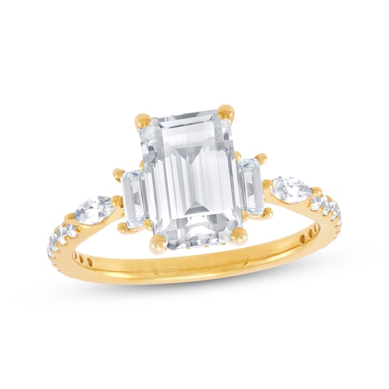 Now + Forever Lab-Grown Diamonds Certified Emerald-Cut Engagement Ring 3-1/4 ct tw 14K Yellow Gold