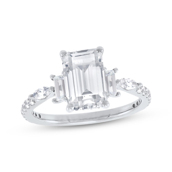 Now + Forever Lab-Grown Diamonds Certified Emerald-Cut Engagement Ring 3-1/4 ct tw 14K White Gold