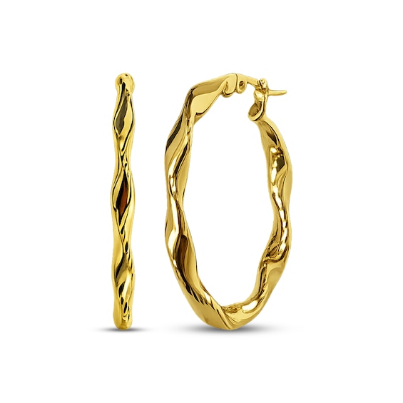 Twist Hoop Earrings Hollow 10K Yellow Gold 20mm