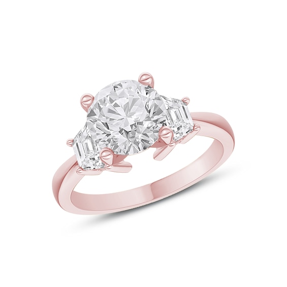 Now + Forever Three-Stone Lab-Grown Diamond Engagement Ring Setting 5/8 ct tw 14K Rose Gold