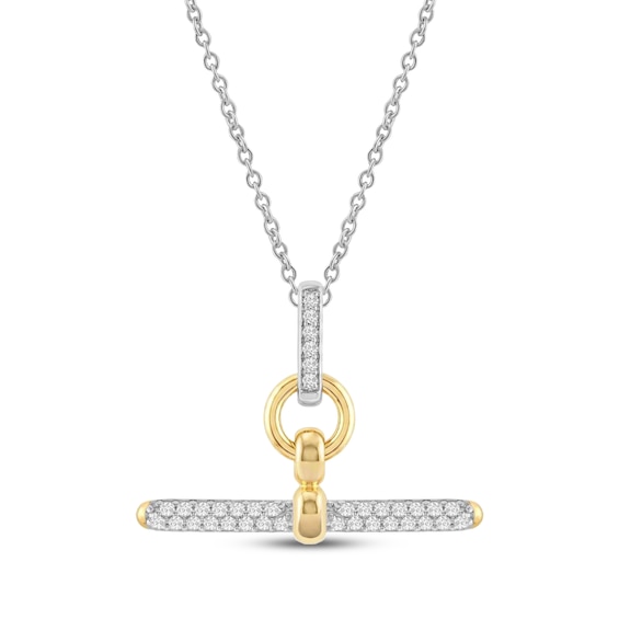 KAY Lab-Grown Diamonds Bar Drop Necklace 1/5 ct tw Sterling Silver & 10K Yellow Gold 18"