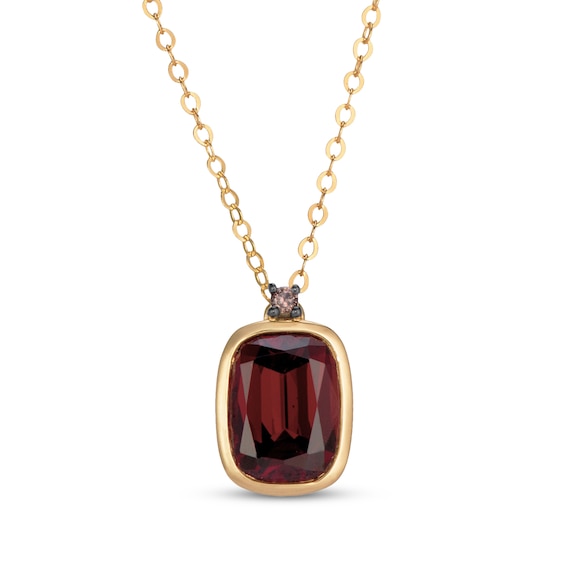 Le Vian Antique Cushion-Cut Natural Garnet & Diamond Accent Necklace 14K Honey Gold