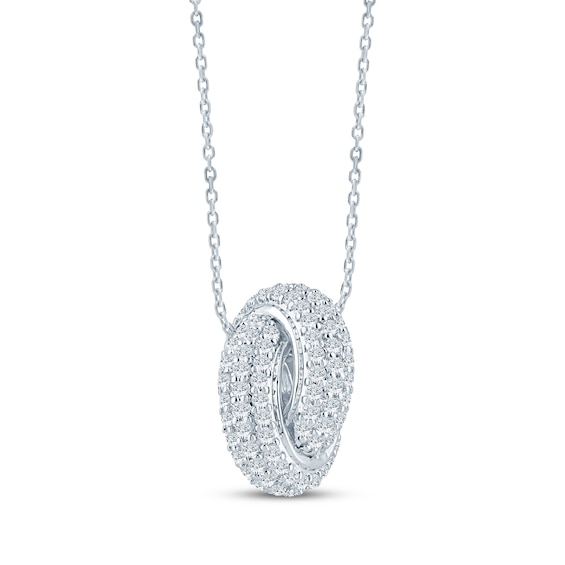 Monique Lhuillier Bliss Lab-Grown Diamond Love Knot Necklace 1/2 ct tw Platinum-Plated Sterling Silver 18"