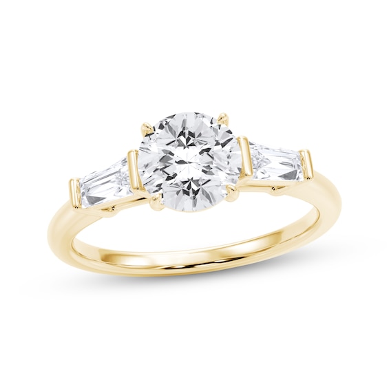 Now + Forever Certified Round & Tapered Baguette-Cut Diamond Engagement Ring 1-1/3 ct tw 14K Yellow Gold