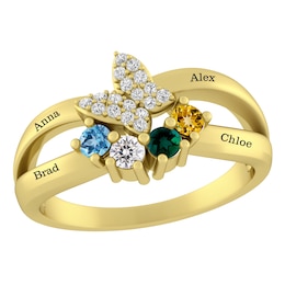 Birthstone Family & Mother's Butterfly Ring (2-4 Stones and 4 Lines)