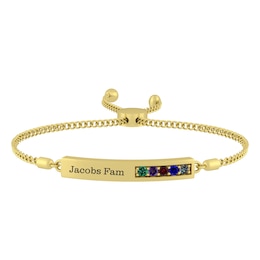 Birthstone Family & Mother's Bolo Bracelet (5 Stones and 1 Lines)