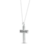Thumbnail Image 1 of Men's Beveled-Edge Engravable Cross Necklace Sterling Silver 22"