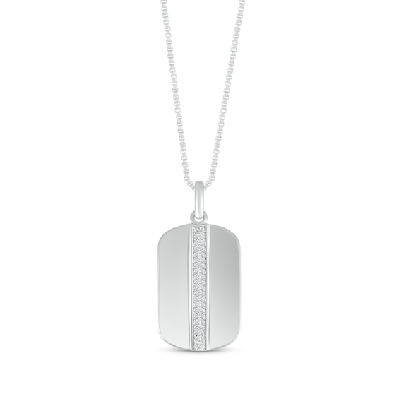 Men's Diamond Double-Sided Dog Tag Necklace 1/5 ct tw Sterling Silver 22"