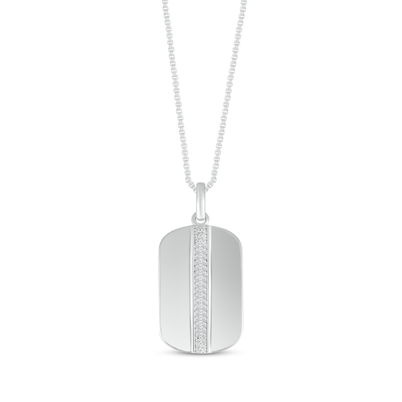 Main Image 1 of Men's Diamond Double-Sided Dog Tag Necklace 1/5 ct tw Sterling Silver 22&quot;