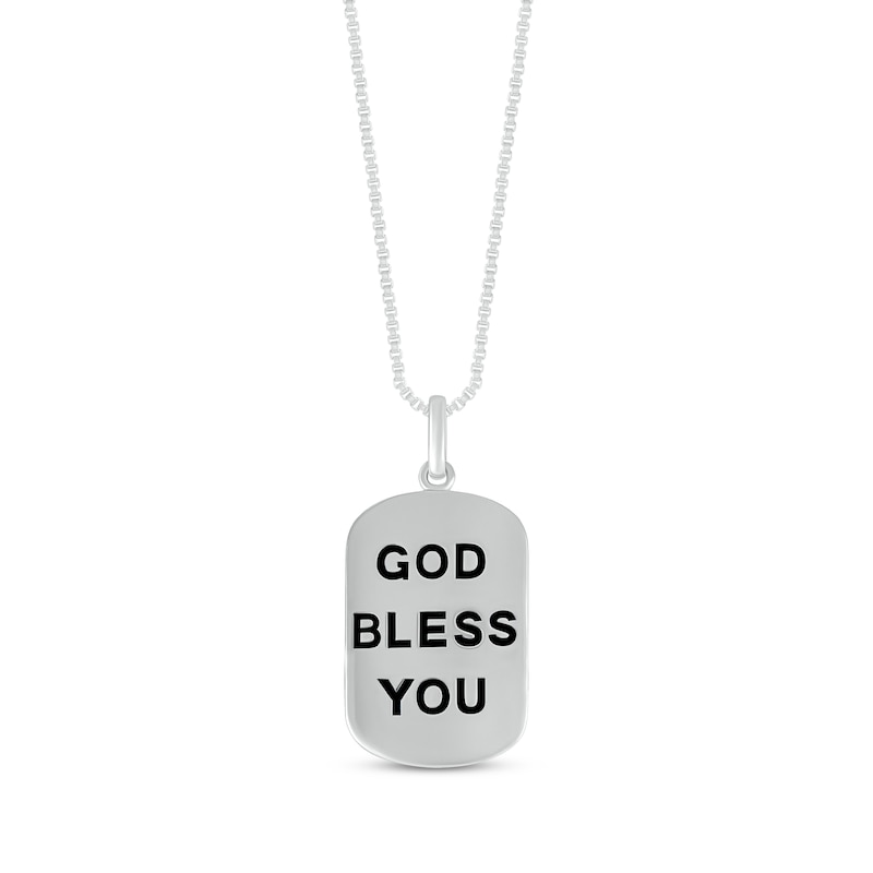 Main Image 2 of Men's Diamond Double-Sided Dog Tag Necklace 1/5 ct tw Sterling Silver 22&quot;