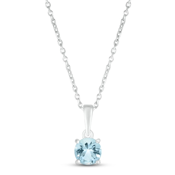 Aquamarine Birthstone Necklace Sterling Silver 18"