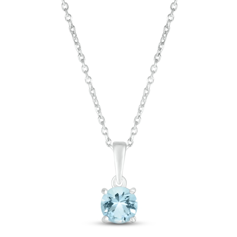 Main Image 1 of Aquamarine Birthstone Necklace Sterling Silver 18&quot;