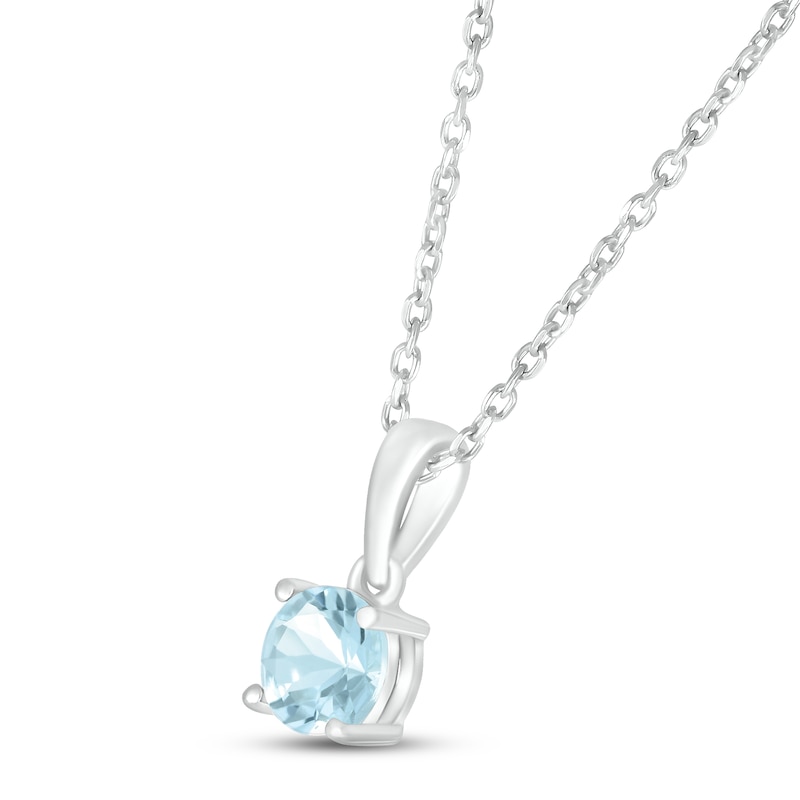 Main Image 2 of Aquamarine Birthstone Necklace Sterling Silver 18&quot;