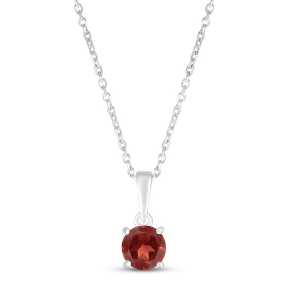 Garnet Birthstone Necklace Sterling Silver 18"