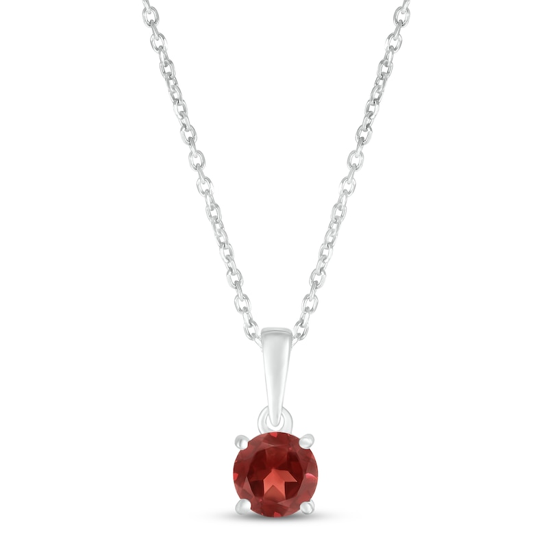 Main Image 1 of Garnet Birthstone Necklace Sterling Silver 18&quot;