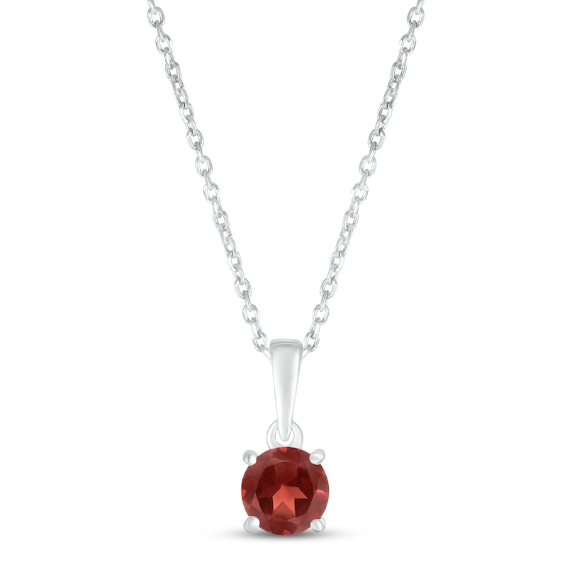 Garnet Birthstone Necklace Sterling Silver 18"