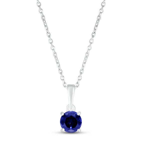 Lab-Created Sapphire Birthstone Necklace Sterling Silver 18