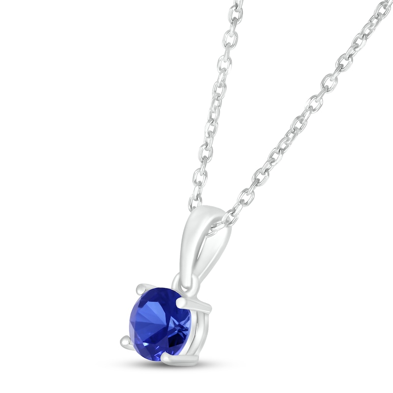 Main Image 2 of Blue Lab-Created Sapphire Birthstone Necklace Sterling Silver 18&quot;