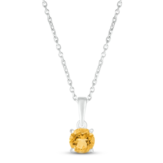 Citrine Birthstone Necklace Sterling Silver 18"