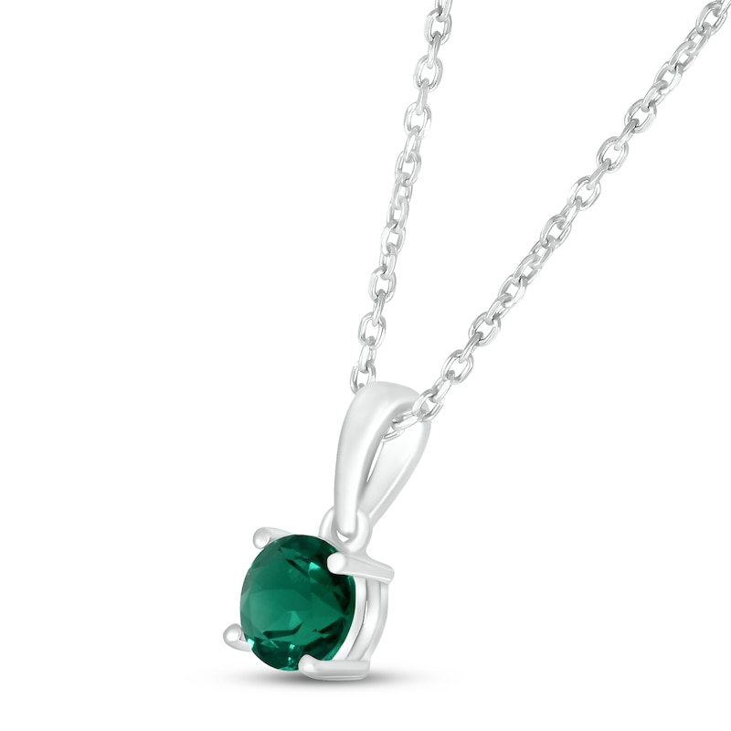 Main Image 2 of Lab-Created Emerald Birthstone Necklace Sterling Silver 18"