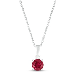 Lab-Created Ruby Birthstone Necklace Sterling Silver 18"