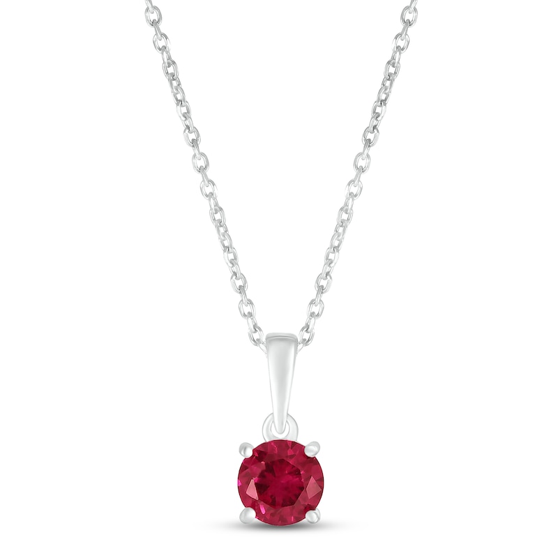Main Image 1 of Lab-Created Ruby Birthstone Necklace Sterling Silver 18&quot;