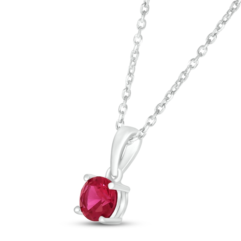 Main Image 2 of Lab-Created Ruby Birthstone Necklace Sterling Silver 18&quot;