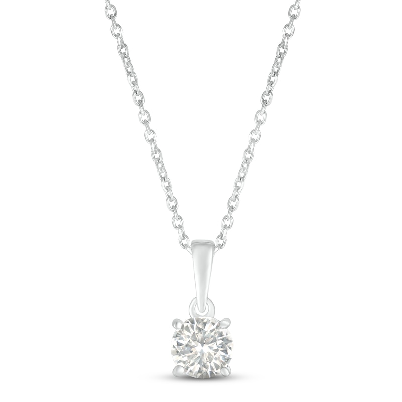 Main Image 1 of White Lab-Created Sapphire Birthstone Necklace Sterling Silver 18&quot;