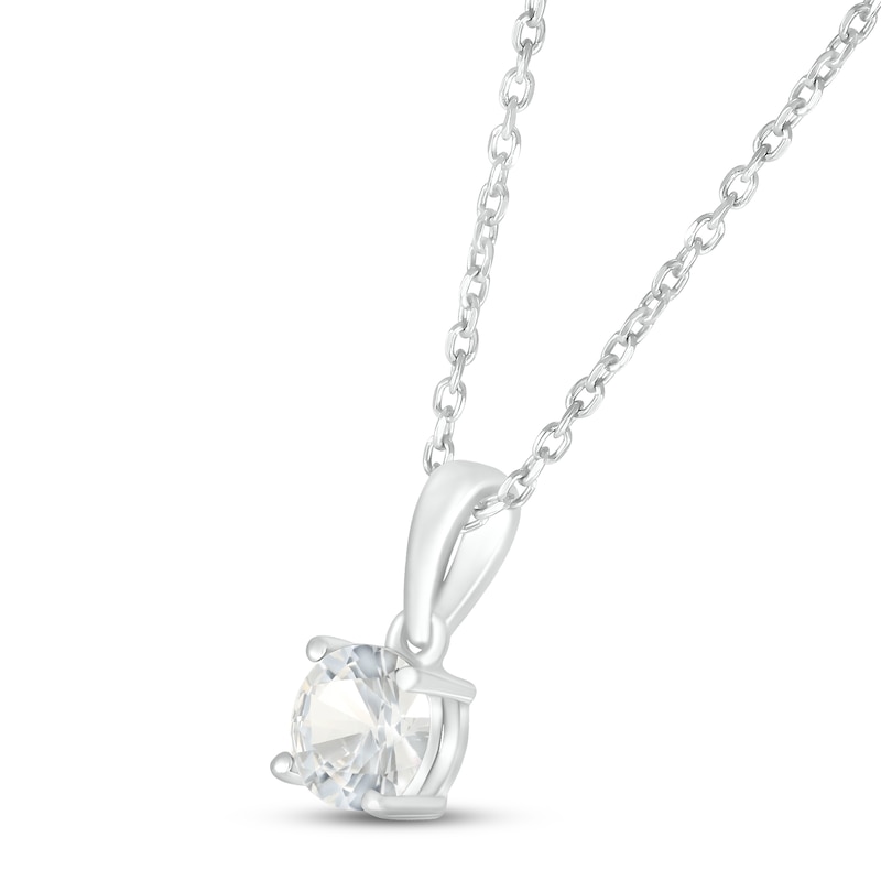 White Lab-Created Sapphire Birthstone Necklace Sterling Silver 18"