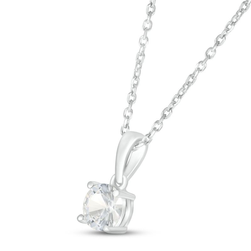 Main Image 2 of White Lab-Created Sapphire Birthstone Necklace Sterling Silver 18&quot;
