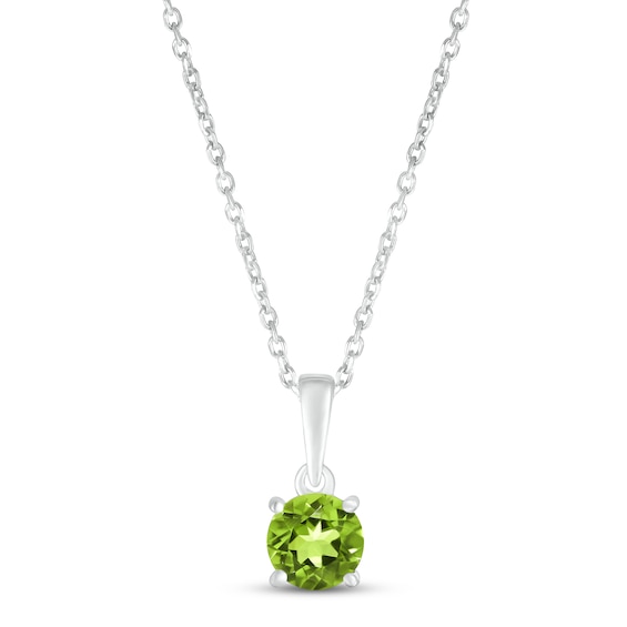 Peridot Birthstone Necklace Sterling Silver 18"