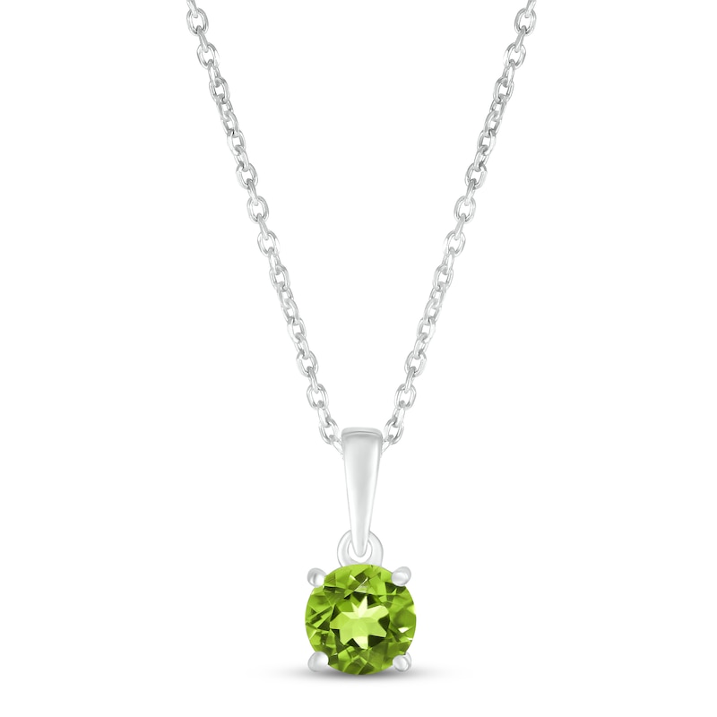 Peridot Birthstone Necklace Sterling Silver 18"