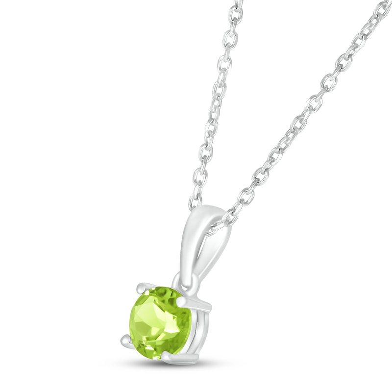 Peridot Birthstone Necklace Sterling Silver 18"