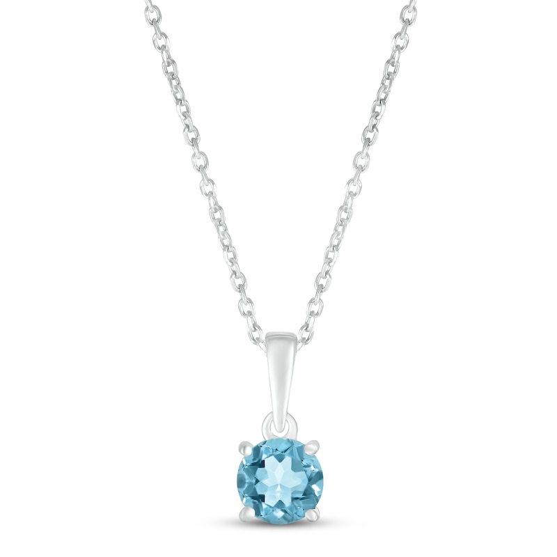 Swiss Blue Topaz Birthstone Necklace Sterling Silver 18"