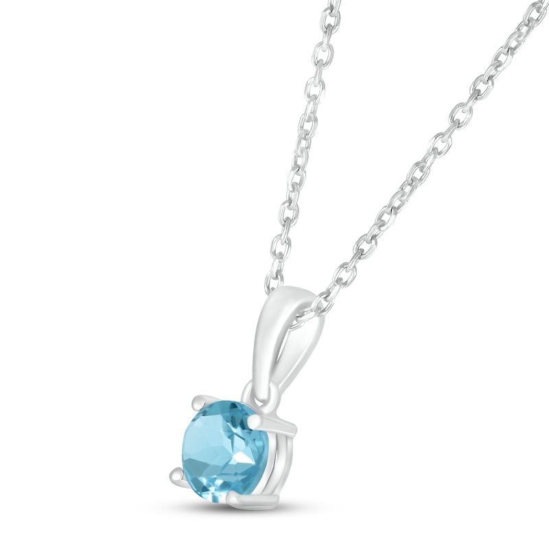 Swiss Blue Topaz Birthstone Necklace Sterling Silver 18"