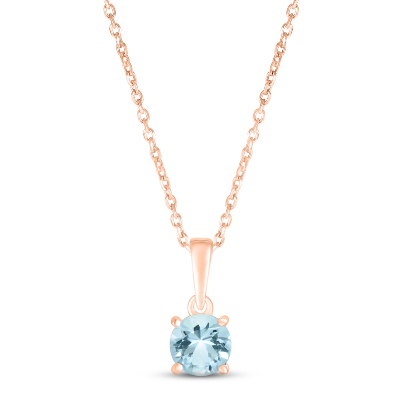Main Image 1 of Aquamarine Birthstone Necklace 10K Rose Gold 18&quot;