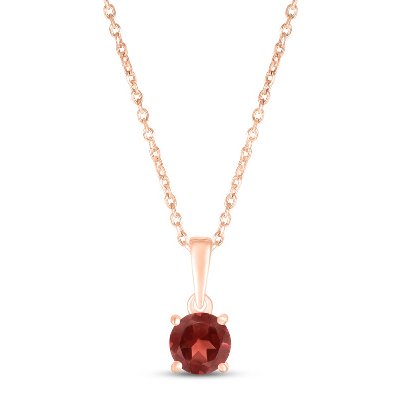 Garnet Birthstone Necklace 10K Rose Gold 18"