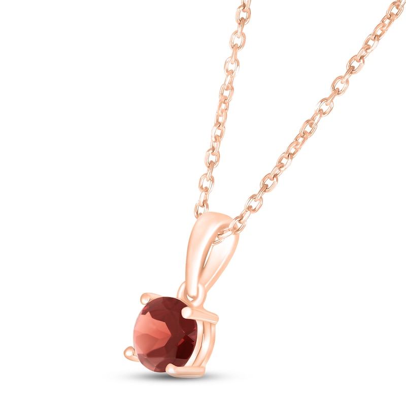 Garnet Birthstone Necklace 10K Rose Gold 18"
