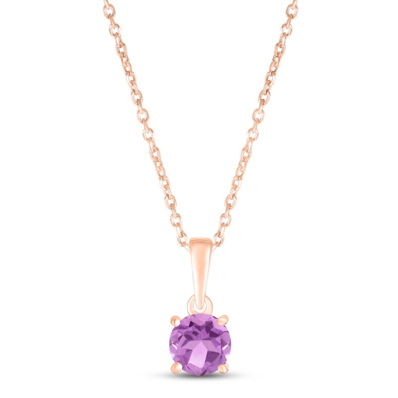 Amethyst Birthstone Necklace 10K Rose Gold 18"