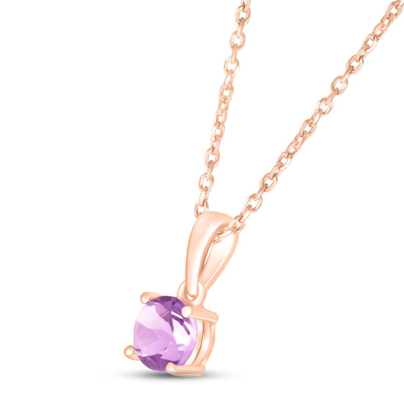 Amethyst Birthstone Necklace 10K Rose Gold 18"